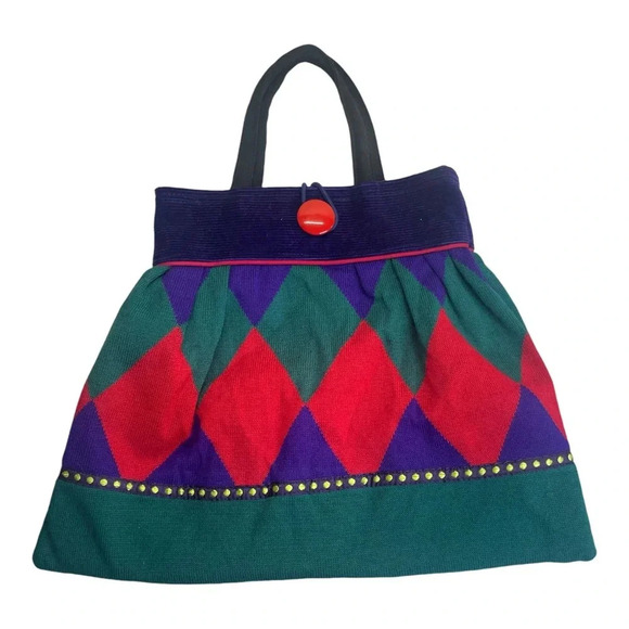 Pauline Poluschka One of a Kind Handbag Vintage Corduroy Fabric Vintage Purse - Picture 1 of 12